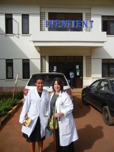 Dr. Bohan and pharmacist Vicky outside the China-Uganda Friendship Hospital.