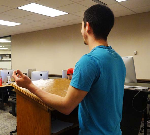 The senior capstone calls for adequate preparation, time-management and professionalism. Don’t wait, start now. Junior history major James Gallagher, who has a minor in education, takes charge of the classroom in a practice capstone.