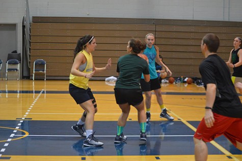 Members of the women’s basketball team go head-to-head in preparation for the start of winter sports.