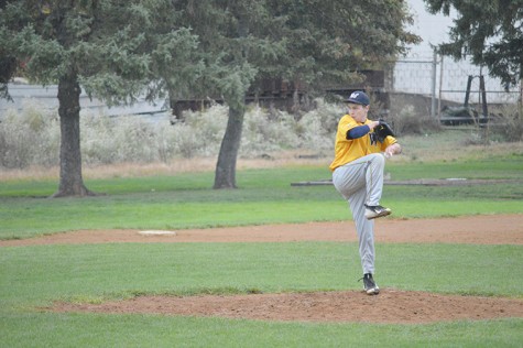 A member of the Wilkes baseball team takes the mound in a recent scrimmage.