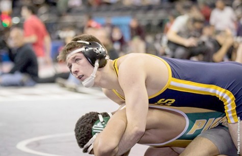 Nick Racanelli during his recent match at the NCAA Championship Tournament.