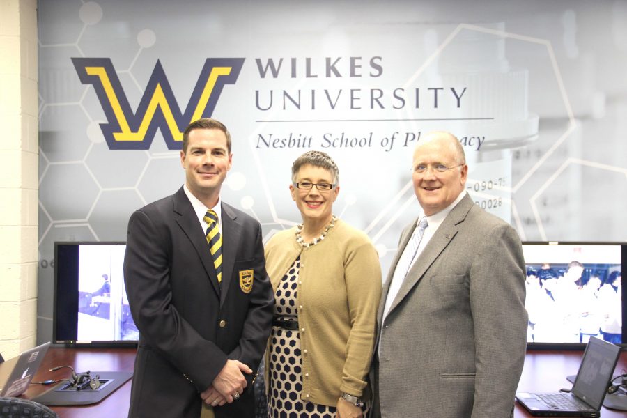 Left to right: Associate pharmacy professor Dr. Jon Ference,  Vice President/ Provost Dr. Anne Skleder, and Dean of Pharmacy Dr. Bernard Graham