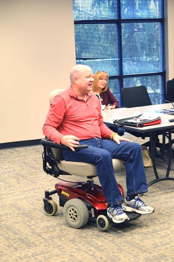 Paul Miller and his wife, Eileen, speak to Wilkes students about ALS to raise awareness. 