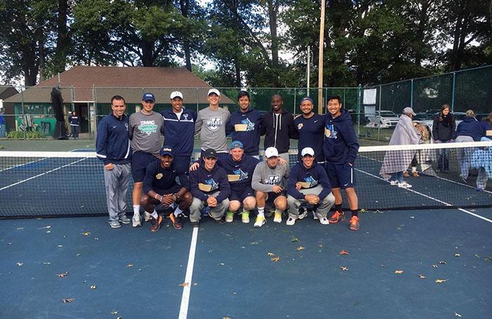 Coach Leicht's Men's team celebrating a big win.