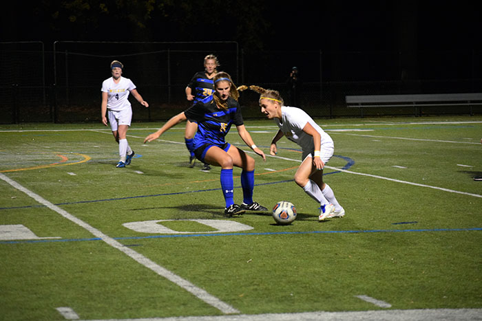 Micaela Oliverio looks upfield during the Middle Atlantic Conference Freedom championship match. Wilkes was defeated 1-0 in double overtime.