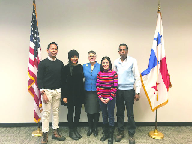 From left to right; Francisco Javier Marquez Vega, Linda Luque Nunez, Wilkes University Senior Vice President/ Provost Dr. Anne Skleder, Aileem Itzel Mejia Jovane, and Mario Alberto Morales Lopez.