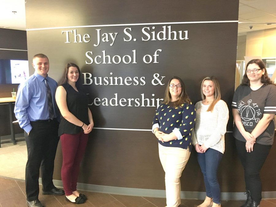 Accounting students at Wilkes are using their skills to administer free assistance to members of the community and students in preparing their tax returns. From left: Daniel O’Steen, Shelby Trumbo, Trudi Casier, Christine Quinn, and Amanda Cohick.
