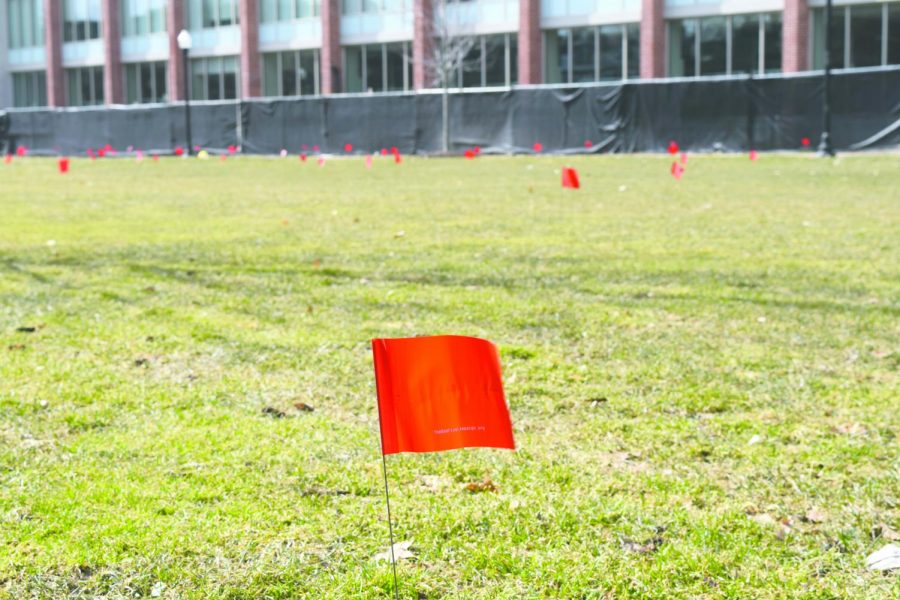 The Red Flag Campaign put red flags around campus to bring awareness to ‘red flags’ in abusive relationships, which many do not notice initially. 