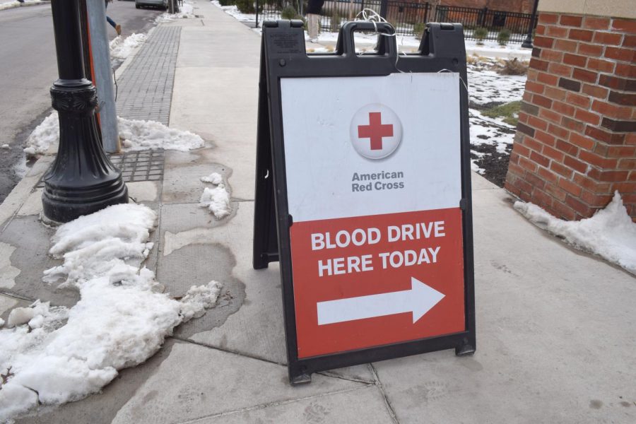 The blood drive took place on Valentine’s Day, just two days after a snowfall. The weather has caused problems for the Red Cross.