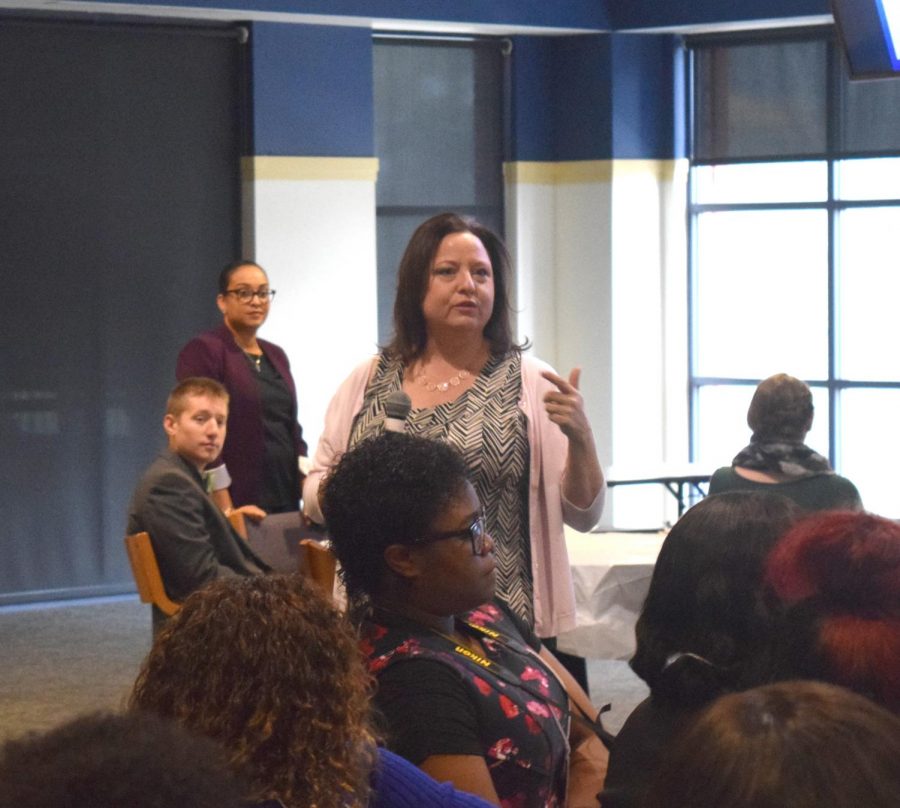 Keynote speaker Dr. Blake Mackesy discussed with attendees about disruption of the status quo through critical thinking and education.