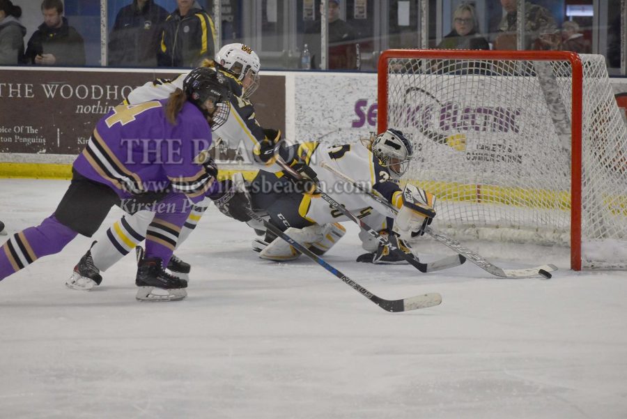 Sophomore goaltender Allyson Joly ties her season-high with 44 saves against Nazareth College on Friday night.