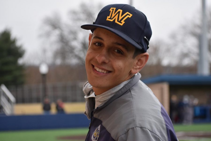 Junior Rob Iacono smiled after stepping outside of the dugout during the Colonels contest against Centenary College on Wednesday.