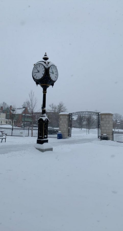 Cloud cover was prominent on Monday as snow accumulated. 