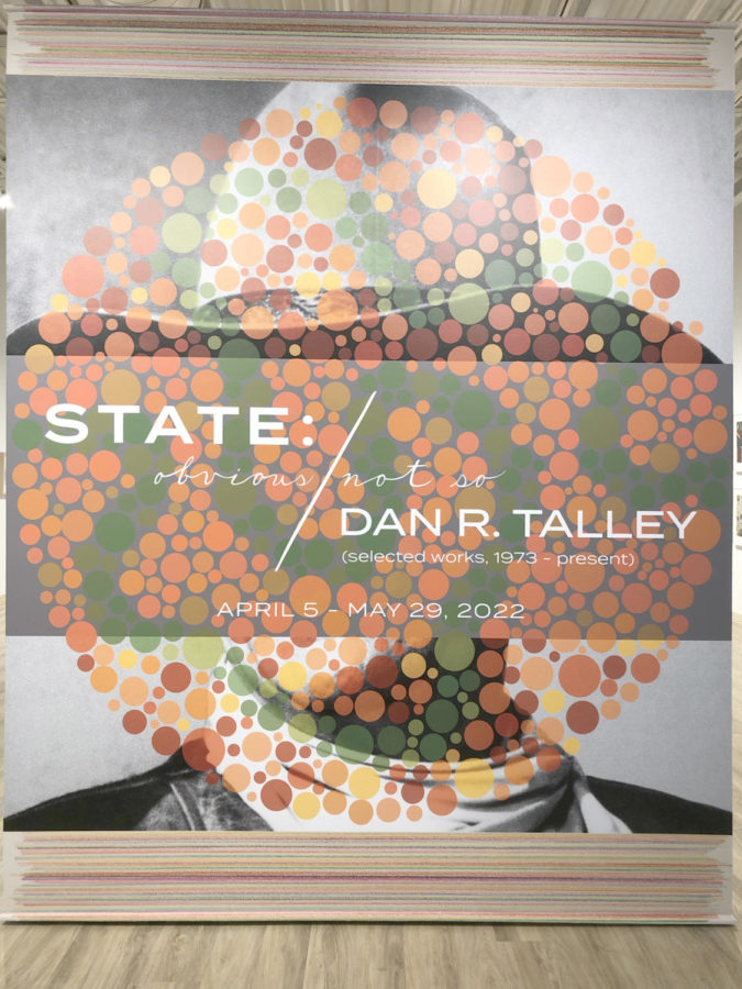 As soon as a guest walks into the gallery, the first thing that grabs their
attention is the show’s title wall. This exhibition, “State: Obvious/Not So”
displays all works from 1973 to the present by artist Dan R. Talley. The artist
is a professor at Kutztown University and taught photography, time-based
media and professional practices. Also, he worked as a gallery director, arts
writer and of course, artist. His pieces in this exhibition include a little bit
of photography, videos, drawings, as well as installations that incorporate audio and photographic projections.