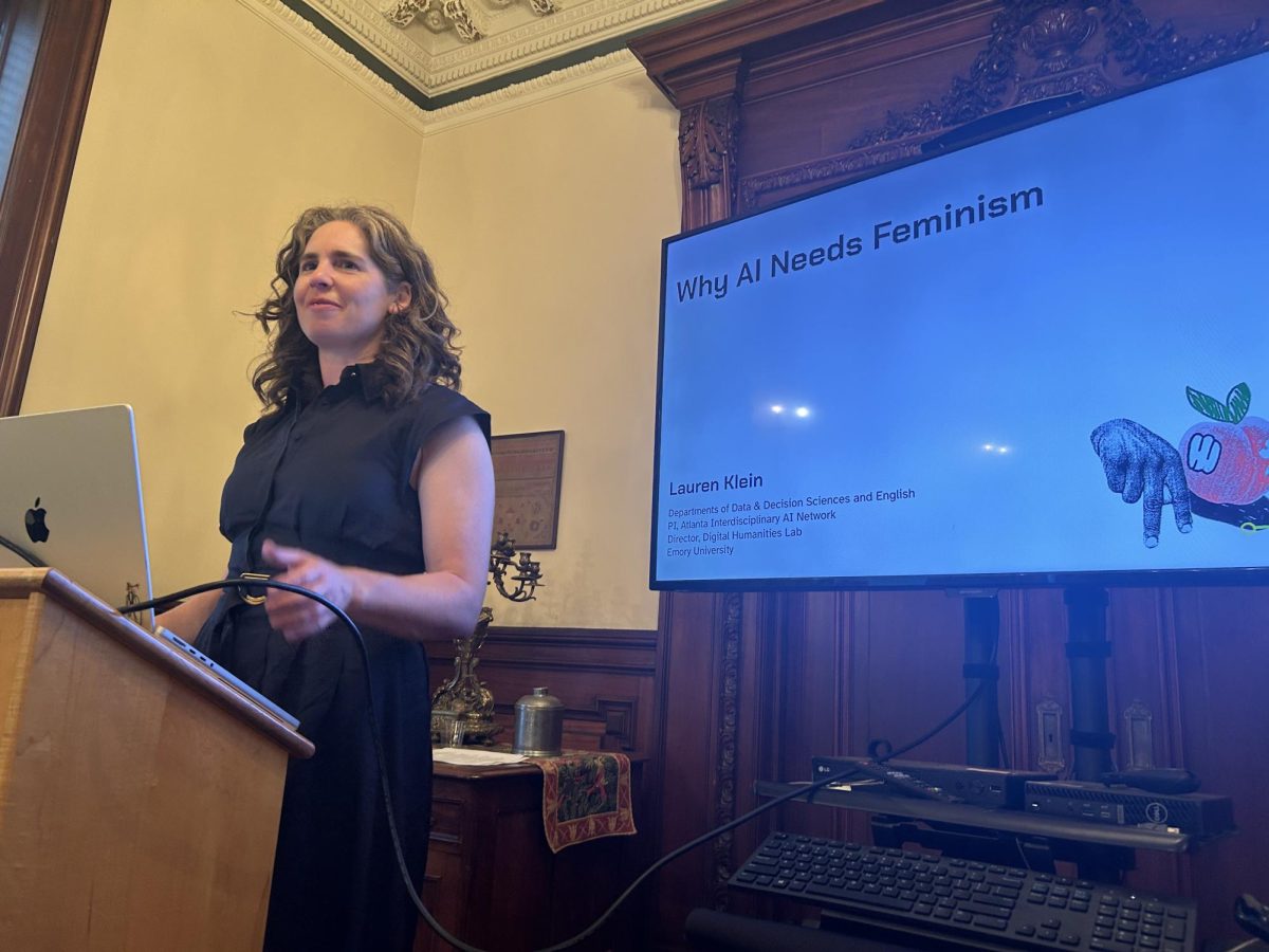 Dr. Lauren Klein introducing her presentation topic: Why AI needs feminism
