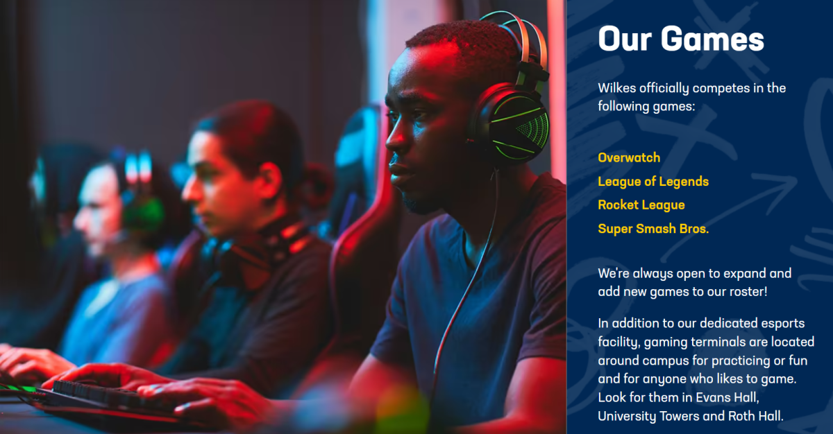 Wilkes Esports image on Wilkes University website